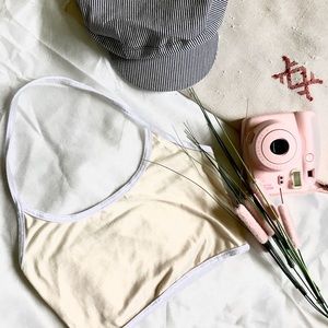 Simple Cream Halter Crop Top